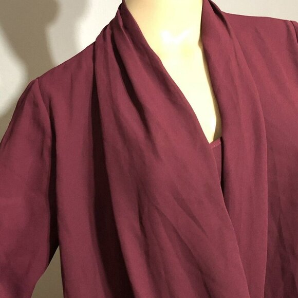 Vince Camuto Blouse Women Size S Workwear Casual Crisscross Drape Hi Low Vneck - Picture 11 of 11